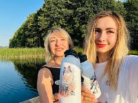 Бутылка с журавлями Катя и мама на Браславах