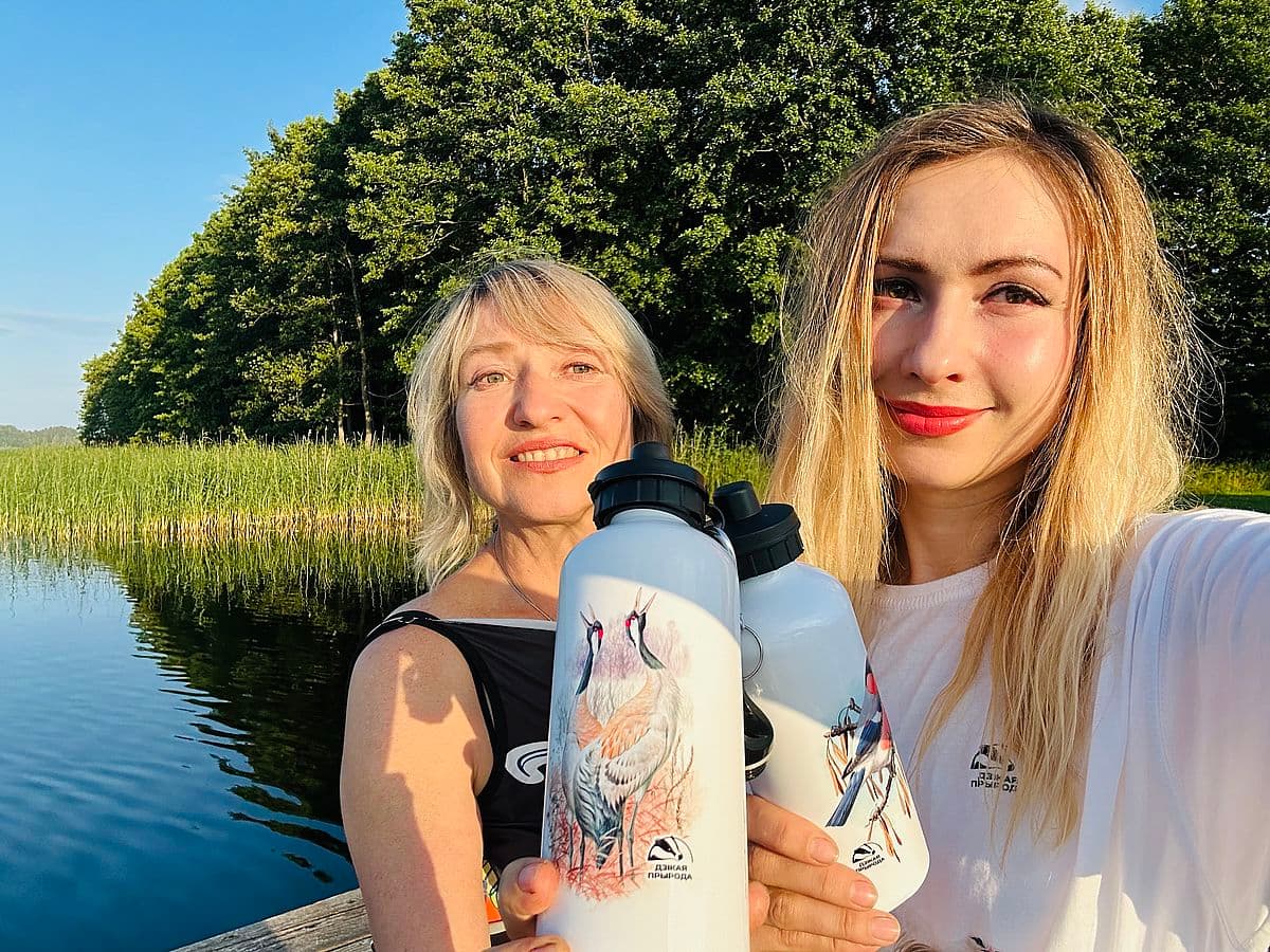 Бутылка с журавлями Катя и мама на Браславах Бутылка с журавлями