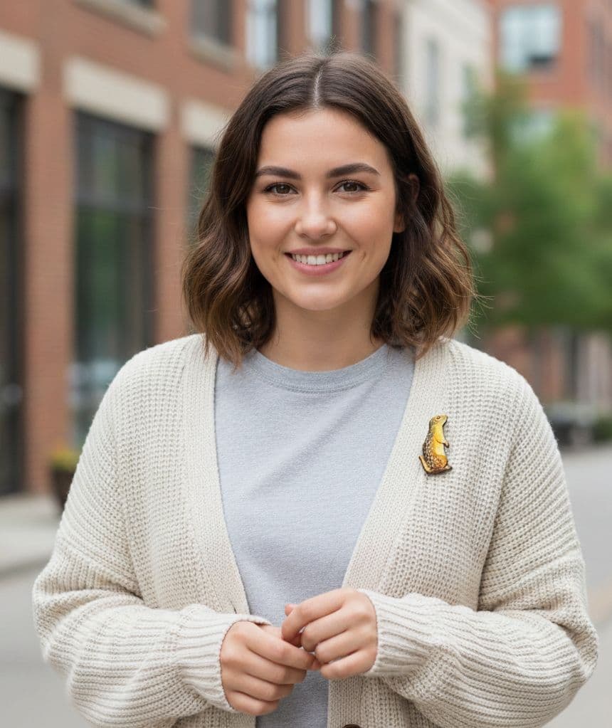 Девушка с брошкой-сусликом2 (м)