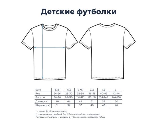 Размеры детских маек