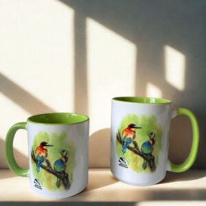 Кружка со щурками салатовая внутри